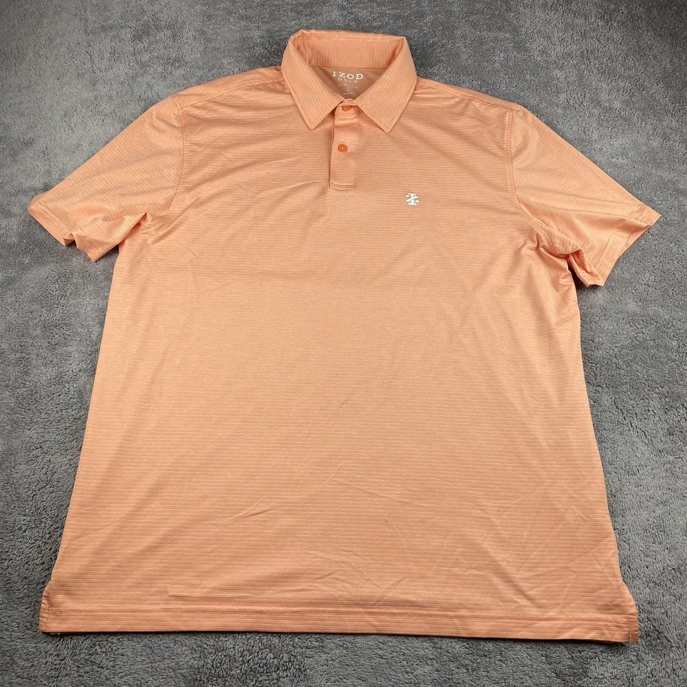 IZOD Golf Stretch Short Sleeve Shirt Polo Mens Large‎ Orange
